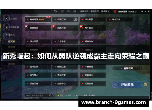 新秀崛起：如何从弱队逆袭成霸主走向荣耀之巅